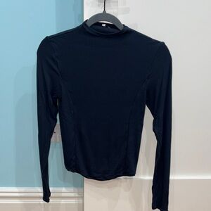 Oner Active Oil Blue Mellow Rib Mock Neck Long Sleeve Top M